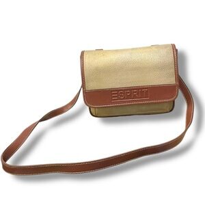 👜 Vintage Esprit Crossbody Shoulder Bag Tan Brown Logo Purse Y2K